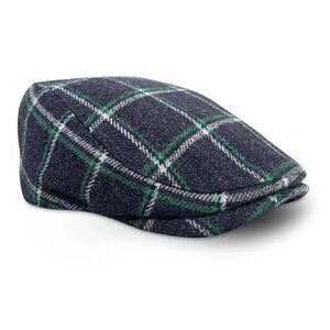 XXL Boston Scally Co The EIRE wool scally cap plaid gray green Blarney Stone hat